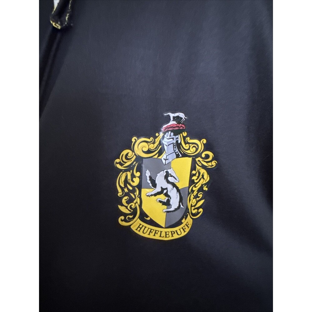 Harry Potter Long Cape Robe Hogwarts Costume Black Yellow Logo Magical - Picture 4 of 12